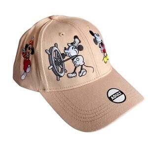 NEW Disney Mickey Mouse Through The Years Beige Unisex Baseball Hat Embroidered